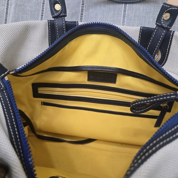 Dooney and Bourke  Nylon Leather Shopper Tote Bag Lined Handles Large - Picture 4 of 15